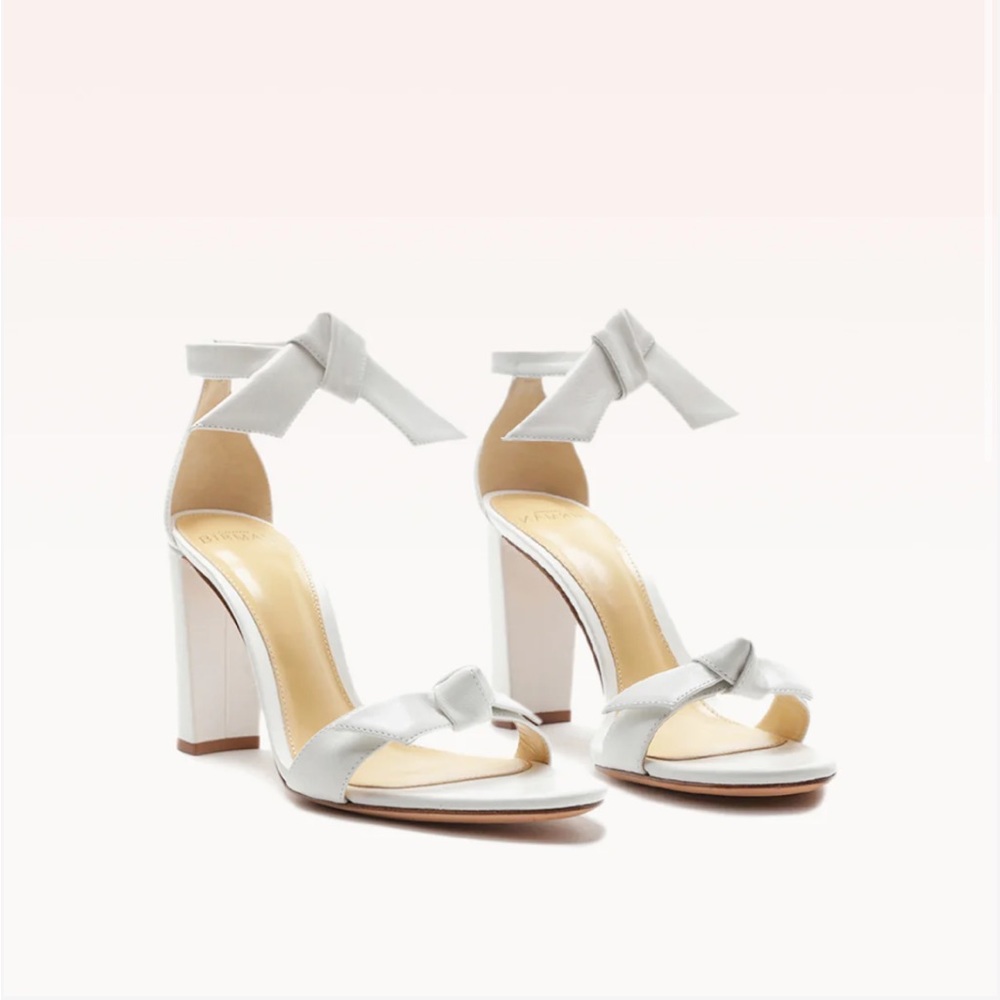 Alexandre Birman Women's White Clarita Ankle Tie High Block Heel Sandals